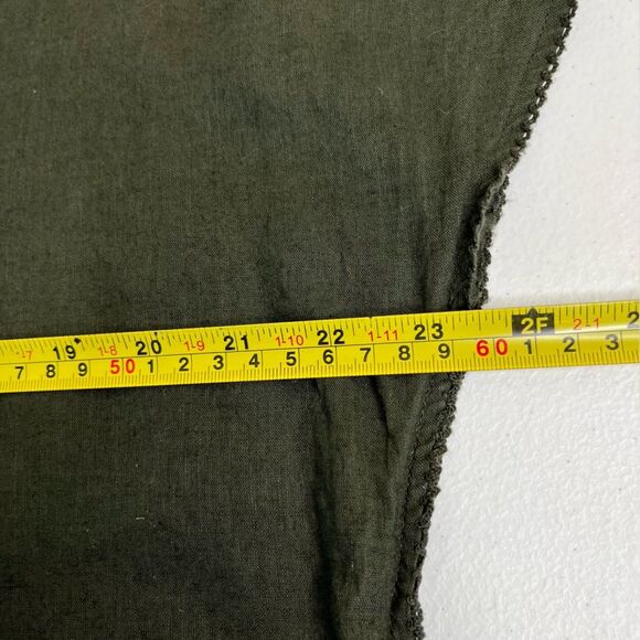 Old Navy Linen Adjustable Waist Lace Trim Keyhole Tie Neck Green Top Women Large - Picture 10 of 12